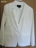 Jacket 4791 Ann Taylor White Blue Pinstripes Jacket suiting Coat Size 14