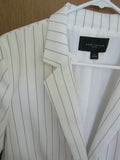 Jacket 4791 Ann Taylor White Blue Pinstripes Jacket suiting Coat Size 14