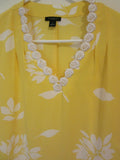 Blouse 4795 Ann Taylor White Yellow Georgette M Size Blouse Kurti