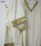 Suit 4801 Solid Ivory Crepe Salwar Kameez Dupatta Large Size Pakistani Suit