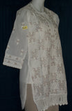 Blouse 481 White Cotton Embroidered Tunic Top Kurti Medium M Size