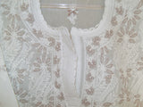 Blouse 481 White Cotton Embroidered Tunic Top Kurti Medium M Size