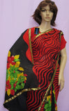 Saree 4849 Black Georgette Floral Print Sari with Choli Blouse Sari Shieno Sarees