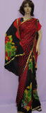 Saree 4849 Black Georgette Floral Print Sari with Choli Blouse Sari Shieno Sarees