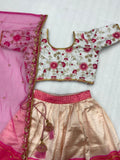 Girls 4851884 Pink White Golden Detail Lehenga Choli set