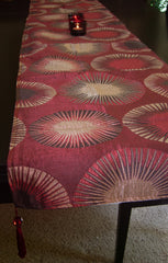 Table Runner 507 Maroon Tassels Home Linen Table Cloth Shieno