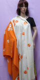 Shawl 5165 Ivory Orange Pashmina Angora Kashmiri Wool Blend