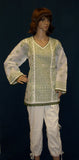 Blouse 053 White Cotton Hand Embroidered Tunic Top Kurti Medium Size