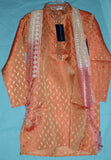 Boy’s Kurta 5324 Orange Brocade Kurta Pajama Dupatta Scarf