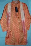 Boy’s Kurta 5324 Orange Brocade Kurta Pajama Dupatta Scarf