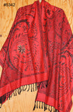 Shawl 5342 Red Winter Wear Pashmina Angora Kashmiri Shawl Wrap Shieno
