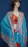 Shawl 5373 Turquoise Winter Wear Pashmina Angora Kashmiri Shawl Wrap