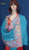 Shawl 5373 Turquoise Winter Wear Pashmina Angora Kashmiri Shawl Wrap