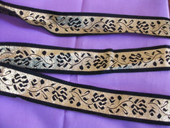 Trim 537 Black Golden Ribbon Lace Trim Craft Shieno Sarees