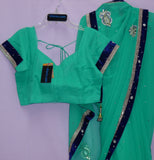 Saree 5392 Green Georgette Party Wear Designer Sari Choli Shieno Sarees