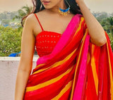 Saree 5481598 Multi-Stripes Silk Finish Partywear Saree