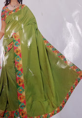 Saree 5481693 Orange Silk Finish Printed Saree