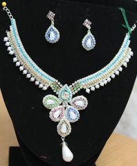Necklace Set Polki 5494 Indian Designer Silver Necklace Shieno Sarees Pleasanton