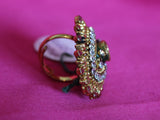 Finger Ring 5513 Golden Red Green Ring Indian Fashion Jewelry Shieno Sarees