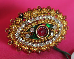 Finger Ring 5513 Golden Red Green Ring Indian Fashion Jewelry Shieno Sarees