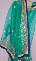 Saree 5516 Green Net Bollywood Party Wear Sari Blouse Choli Shieno