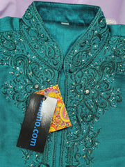 Men's Kurta 5547 Peacock Green Guru Kurta Indian Designer Shieno Sarees