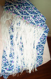 Scarf 554 Blue Printed Georgette White Tassels Dupatta Chunni Shawl Wrap