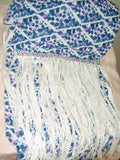 Scarf 554 Blue Printed Georgette White Tassels Dupatta Chunni Shawl Wrap