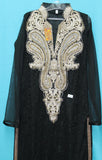 Suit 5571 Black Net  Medium Size Straight Long Kameez Churidar Dress Shieno