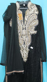 Suit 5571 Black Net  Medium Size Straight Long Kameez Churidar Dress Shieno