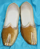 Mojari 5589 Golden Indian Juti Jooti Ballet Flat Saleem Shahi Khussa Shieno Sari