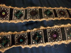 Trim 559 Lace Velvet Jute Sequin Beads Craft Shieno Sarees