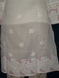 Blouse 056 Cotton Organdy White Hand Embroidered Tunic Top Kurti Medium Size