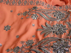 Saree 577 Pink Georgette Party Wear Sari Shieno Sarees