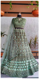 Lehenga 5801600 Green Net Lehenga Set Large Size Choli