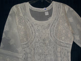 Blouse 058 White Cotton 58 Embroidered Blouse Tunic Top Kurti Shieno