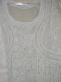 Blouse 058 White Cotton 58 Embroidered Blouse Tunic Top Kurti Shieno