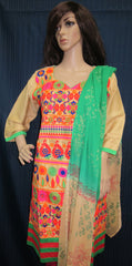 Suit 5908 Vibrant Colors 3 Pieces Heavy Embroidered Churidar Suit