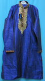 Men's Kurta 5934 Blue Rainbow Silk Kurta Red Silk Pajama Gold Zari Dupatta