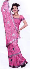 Saree 594 Pink Georgette Party Wear Sari Shieno Sarees
