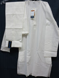 Men's 5993 Off White Kurta Pajama White Embroidery Detail Kurta