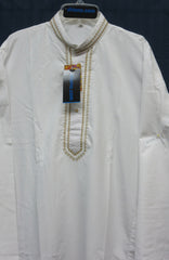 Men's 5995 White Kurta Pajama White Kurta Golden Detail Shieno Sarees