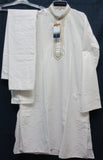 Men's 5995 White Kurta Pajama White Kurta Golden Detail Shieno Sarees