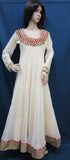 Gown 6022 Net Beige Golden Medium Size Crimson Neckline, Flared Gown Full Length