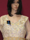 Dress 6023 Yellow Net Flared Long Tunic Gold Detail Set Large Size