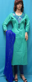 Suit 6045 Green Cotton Lawn Long Kameez Blue Churidar Pakistani Suit