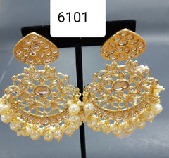 Earrings 6101 Golden Crystals Pearls Earrings Pair Shieno