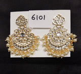 Earrings 6101 Golden Crystals Pearls Earrings Pair Shieno