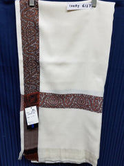 Shawl 6127 Ivory Solid Ribbed Winter Wear Kashmiri Shawl Wrap