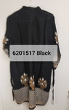 Blouse 6231517 Solid Black Rayon White/Gold Print Large Size Kurti